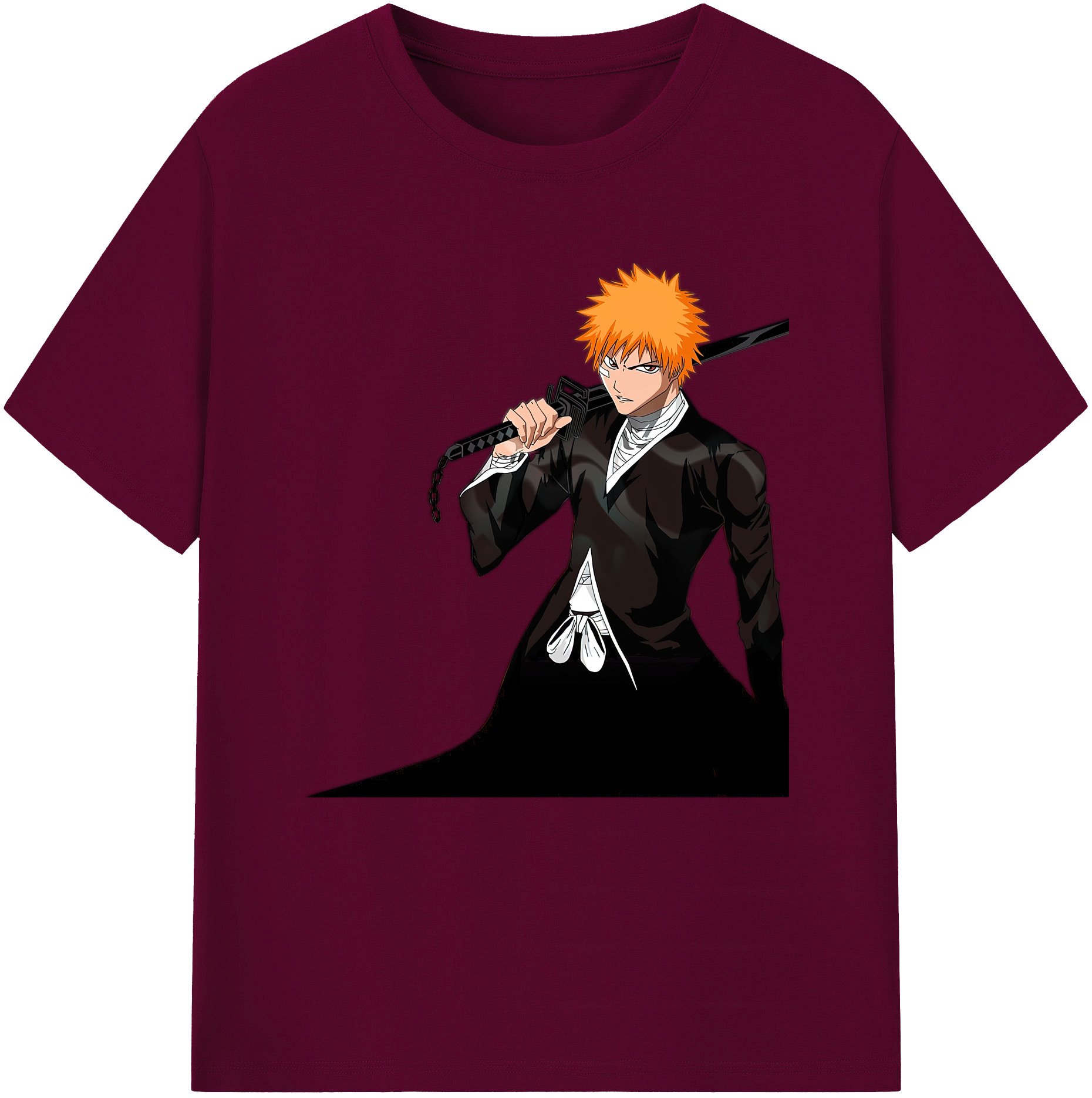 （画像用） ブリーチ 黒崎一護（くろさき いちご）BLEACH Kurosaki Ichigo レディースカジュアルプリントTシャツ（綿100％）